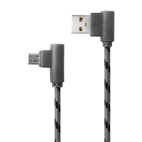 AussieSuperStore Homeware Supplies Super Tough 1m Nylon - 90 Degree Angle Micro USB Charger Cable (Gray) Super Tough 1m Nylon 90 Degree Micro USB Charger Data Sync Cable Gray MOBMICROELBOWGRAY